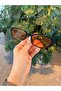 Aventino Black Frame Orange Glass Slanted Cat Eye Tiny Slanted Trend Sunglasses - 6