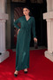 Pleated Belted Dress - Emerald Green - 2