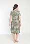 Women's Cotton Modal Fabric Button Detailed Patterned Stylish Dress / Ecru - Green 7702 - 6
