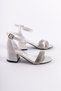 Mother of Pearl Stoned Single Strap Evening Dress Girl's Heeled Shoes - 3