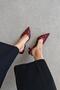 Harmony Women's Sequin Detail Heeled Shoes Claret Red