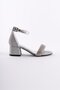 Silver Stoned Single Strap Evening Dress Girl's Heeled Shoes - 4