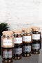 Set of 4 500ml Coffee Corner with Wooden Lid Dibek/Filter/Nescafe/Turkish Coffee Glass Jar with Labels