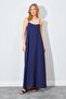 Women's Navy Blue U-Neck Casual Modal Dress - 2