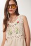 Crochet Embroidered Floral Patterned Knitwear Blouse Cream Ltp0020