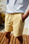 Leyton Men's Relaxed Fit Double Pocket Elastic Waist Linen Blended Woven Yellow Shorts & Bermuda - 2