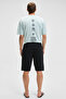 Hujsen Men's Relaxed Fit Black Shorts with Elastic Waistband Pockets - 5