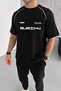 Oversize Arabiye Detailed Black Energy Raglan Sleeve Crew Neck Combed Cotton T-Shirt