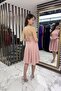 Women's Rope Strap Back Tie Front Window Lined Chiffon Short Flared Dress - 4