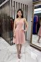 Women's Rope Strap Back Tie Front Window Lined Chiffon Short Flared Dress - 2
