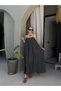 Women's Anthracite Collar Pearl Detailed Rope Strap Modal Long Dress 29159 - 2