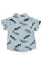 Baby Boy Blue Beige Muslin Feather Patterned Shirt Set of 2 - 3