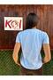 Basic Unprinted Plain Model / Women's Blue Color T-Shirt - 4