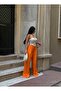 Double Fabric Button Detail Wide-Leg Palazzo Pants - 5