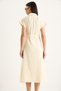 Women's Butter Stripe Lace Detailed Button Closure Belted Lined Muslin Dress 7008 60283382 - 6