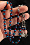 Men's 7X11Mm Claret Red Blue Vernier Scented Powder Amber Prayer Beads - 2
