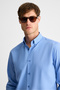 Risto Men's Dark Blue Shirt with Fabric Collar and Cuffs That Minimizes the Need for Ironing after Washing - 5