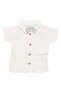 Baby Boy Ecru Blue Striped Muslin Bow Tie Shirt Salopet Set - 2