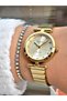 Gold Color Plain Model Steel Cord Women's Wristwatch + Bracelet