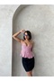 Women's Rope Strap Striped Blouse with Button Detail on the Front - 4