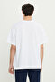 Men's White-Navy Blue Oversize 100% Cotton Wide Cut Printed Crew Neck T-Shirt - 5