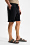 Youri Men's Elastic Waist Back Single Pocket Relaxed Fit Black Shorts - 3