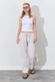 Women's Stone Waist Rope Tied Linen Side Pocket Wide Leg Pants - 3