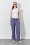 Women's Gray Waist Rope Tie Linen Side Pocket Wide Leg Trousers - 2