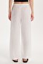 Women's Regular Fit Relaxed Cut 100% Cotton Openwork Ecru Trousers - 5