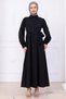 Side Tie Hijab Dress Black Hm2753 - 6