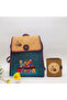 Owl Figured Cover Backpack Black, Wallet Mustard Ethnic Bohemian Style Wallet Combination