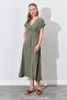 Women's Double Breasted Collar Skirt Buttoned Modal Dress - 4