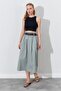 Women's Khaki Palaska Belted Gabardine Skirt with Front Pocket - 3