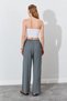 Women's Khaki Elastic Waist Palazzo Trousers - 6