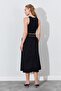 Women's Black Palaska Belted Gabardine Skirt with Front Pocket - 6