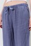 Women's Gray Waist Rope Tie Linen Side Pocket Wide Leg Trousers - 5