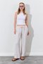 Women's Stone Waist Rope Tied Linen Side Pocket Wide Leg Pants