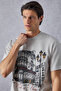 Boheme Men's Oversize Fit Beige T-Shirt - 4