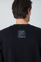 Edimburgo Men's Print Detailed 100% Organic Cotton Oversize Crew Neck Black T-Shirt - 4
