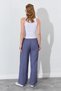 Women's Gray Waist Rope Tie Linen Side Pocket Wide Leg Trousers - 6
