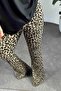 Women's steel knitted elastic waist full length full lycra Flared leopard patterned pants - 3