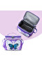 18" Set of 4 Backpack w/ 4 Wheel Trolley, Lunch Bag and Pencil Case - 3D Butterfly Purple - 3