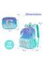 17" Set of 4 Backpack w/ 4 Wheel Trolley, Lunch Bag and Pencil Case - Girl Glitter Green - 7