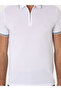 White Slim Fit 100% Cotton Zippered Polo Neck T-Shirt 50301382-Vr013 - 6