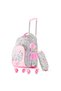 17" School Bag Set of 3 w/ 4 Wheel Trolley, Pencil Pouch - Love Pink