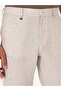 Beige Carrot Fit Plaid 100% Linen Sports Pants 50298898-Vr011 - 5