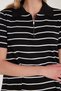 Women's Standard Fit Short Sleeve Zip Shirt Collar Striped Black Dress - 3