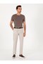 Beige Carrot Fit Plaid 100% Linen Sports Pants 50298898-Vr011 - 3