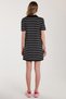 Women's Standard Fit Short Sleeve Zip Shirt Collar Striped Black Dress - 5