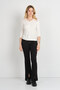 Women's Shoulder and Arms Tulle Detailed Elastic Waist Three Quarter Sleeve Blouse 23321 Ecru - 2